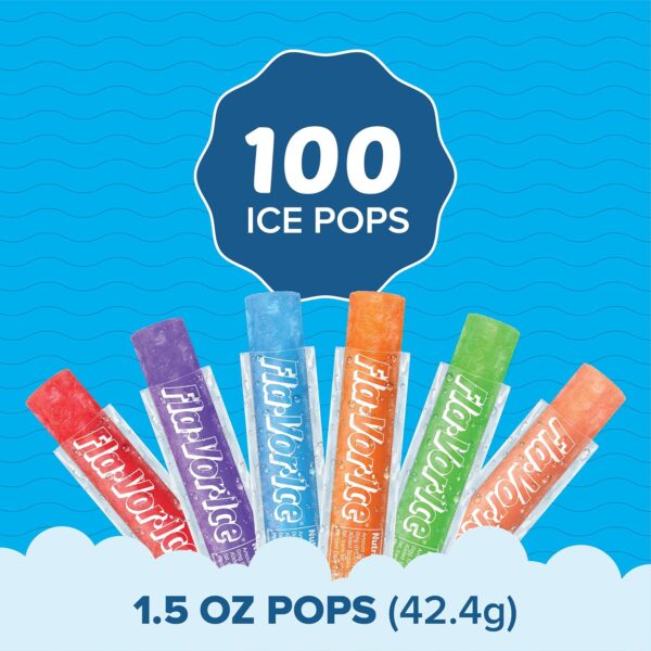 Fla-Vor-Ice Popsicle Variety Pack of 1.5 Oz Freezer Bars, Assorted Flavors, 100 Count - Image 3